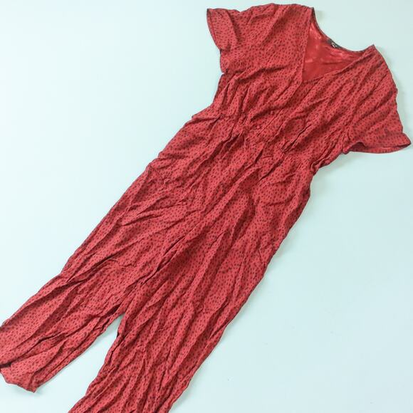 Rails Jet Rust Spotted Red Cropped Wide Leg Jumpsuit Size Small - Picture 2 of 9